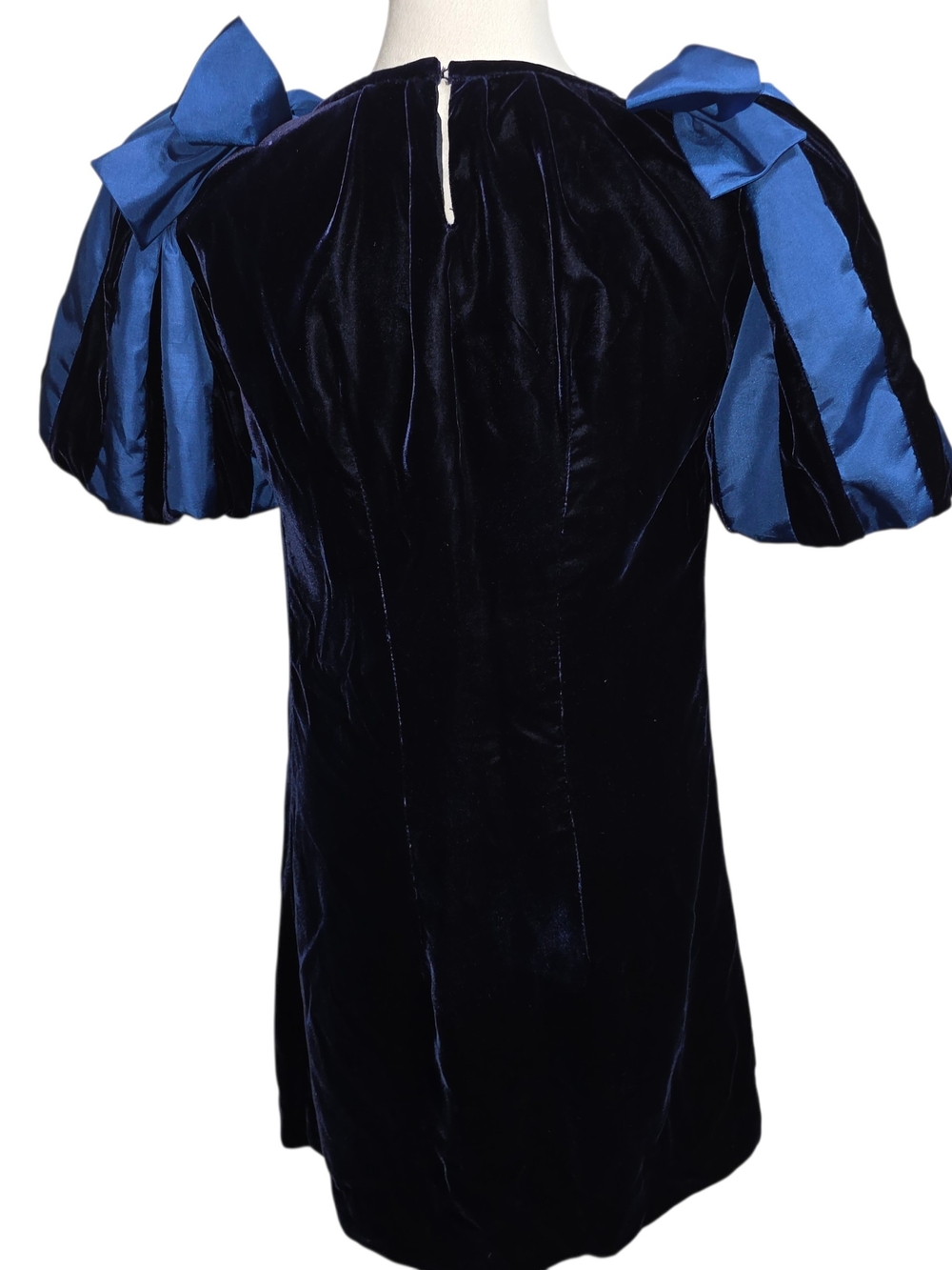 Vintage Nipon Boutique Blue Velvet Puff Sleeve Mini Dress Size 4 Coquette Party - Picture 5 of 13